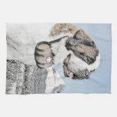 Saint Bernard Malerei - Niedliche Original Hunde K Küchentuch (Horizontal)