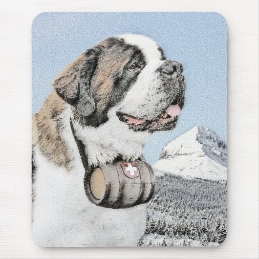 Saint Bernard Malerei - Niedliche Original Hunde K Mousepad (Vorne)
