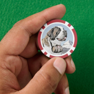Saint Bernard Malerei - Niedliche Original Hunde K Pokerchips
