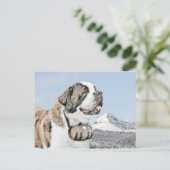 Saint Bernard Malerei - Niedliche Original Hunde K Postkarte (Stehend Vorderseite)