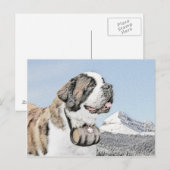 Saint Bernard Malerei - Niedliche Original Hunde K Postkarte (Vorne/Hinten)