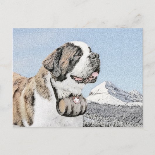 Saint Bernard Malerei - Niedliche Original Hunde K Postkarte (Vorderseite)