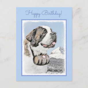 Saint Bernard Malerei - Niedliche Original Hunde K Postkarte