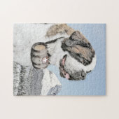 Saint Bernard Malerei - Niedliche Original Hunde K Puzzle (Horizontal)
