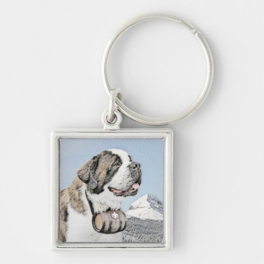 Saint Bernard Malerei - Niedliche Original Hunde K Schlüsselanhänger (Vorne)