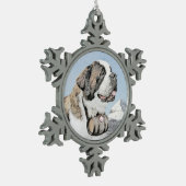 Saint Bernard Malerei - Niedliche Original Hunde K Schneeflocken Zinn-Ornament (Links)
