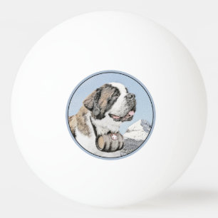 Saint Bernard Malerei - Niedliche Original Hunde K Tischtennisball