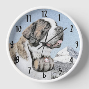 Saint Bernard Malerei - Niedliche Original Hunde K Uhr