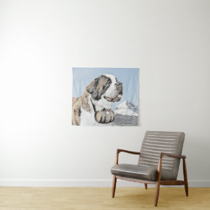 Saint Bernard Malerei - Niedliche Original Hunde K Wandteppich