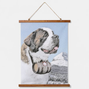 Saint Bernard Malerei - Niedliche Original Hunde K Wandteppich Mit Holzrahmen