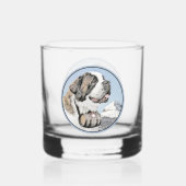 Saint Bernard Malerei - Niedliche Original Hunde K Whiskyglas (Rückseite)