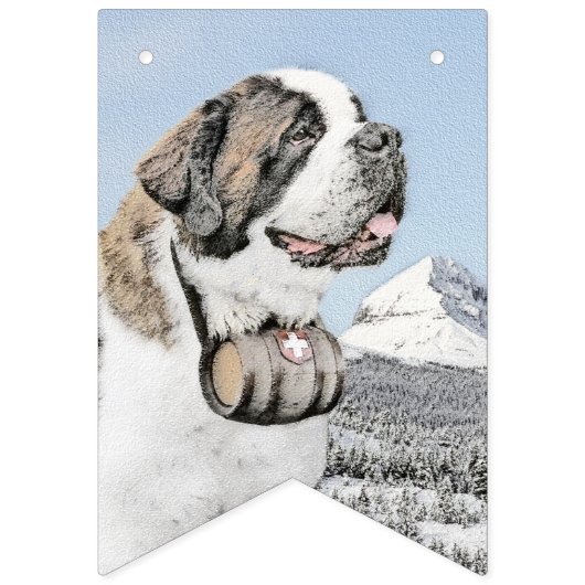 Saint Bernard Malerei - Niedliche Original Hunde K Wimpelkette (Erste Fahne)