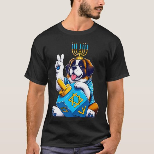 Saint Bernard Menorah Dreidel Jewish Hanukkah Wome T-Shirt (Vorderseite)