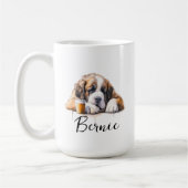 Saint Bernard mit Tasse, Hund mit Haltung Kaffeetasse (Links)