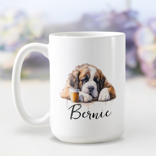 Saint Bernard mit Tasse, Hund mit Haltung Kaffeetasse