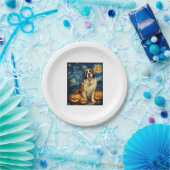 Saint Bernard Niedlich Hund Halloween Kürbislatern Pappteller (Party)