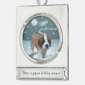 Saint Bernard Personalisiert Weihnachten Banner-Ornament Silber (Links)