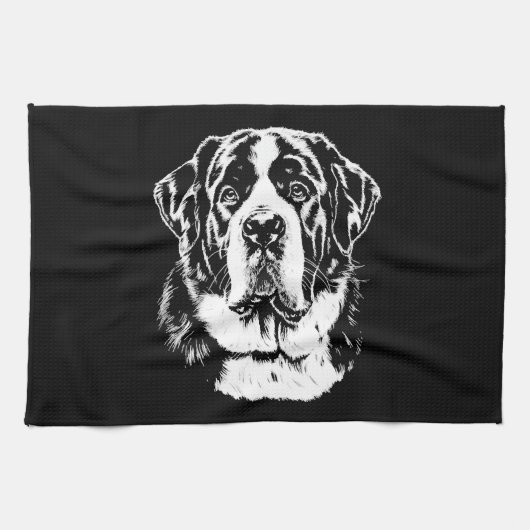Saint Bernard Portrait Minimalistisch Apparel Geschirrtuch (Horizontal)
