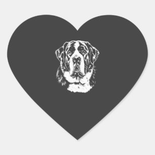 Saint Bernard-Porträt Minimalistische Kleidung Herz-Aufkleber
