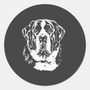 Saint Bernard-Porträt Minimalistische Kleidung Runder Aufkleber