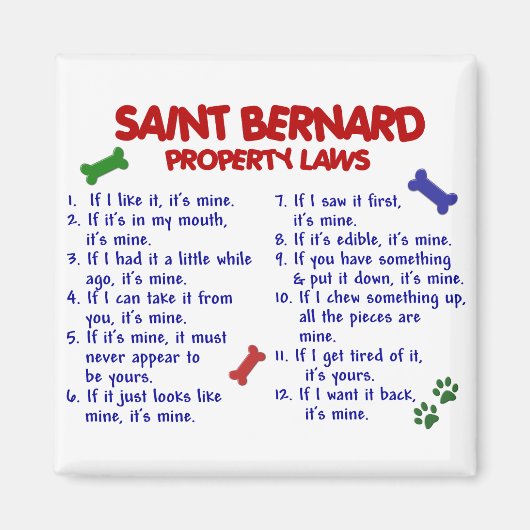 SAINT BERNARD Property Laws 2 Magnet (Vorne)