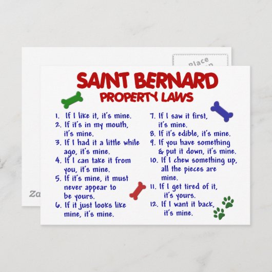 SAINT BERNARD Property Laws 2 Postkarte (Vorne/Hinten)