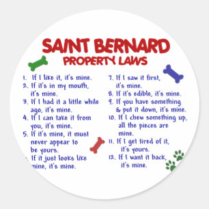 SAINT BERNARD Property Laws 2 Runder Aufkleber