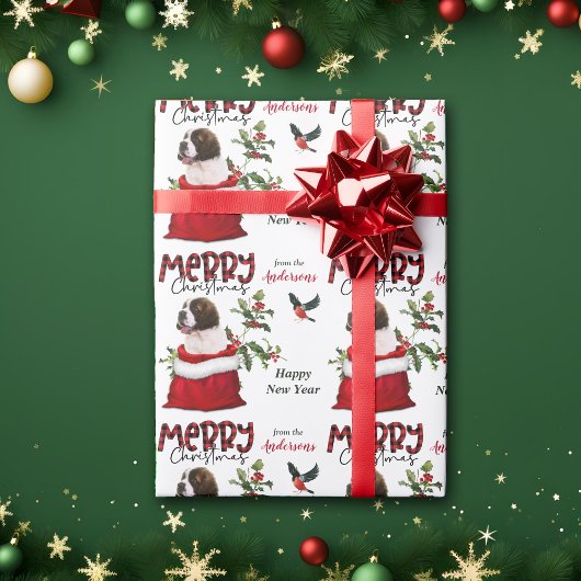 Saint Bernard Puppy Dog Weihnachtsgeschenk Geschenkpapier