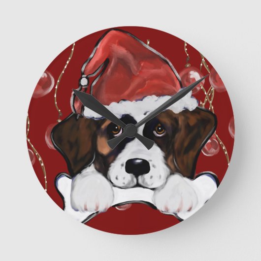 Saint Bernard  Runde Wanduhr (Vorderseite)
