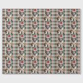 Saint Bernard Santa Dog Holiday Plaid Christmas Geschenkpapier (Flach)