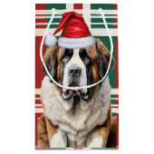 Saint Bernard Santa Dog Holiday Plaid Christmas Kleine Geschenktüte (Rückseite)