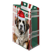 Saint Bernard Santa Dog Holiday Plaid Christmas Kleine Geschenktüte (Vorderseite Schrägansicht)