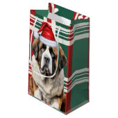 Saint Bernard Santa Dog Holiday Plaid Christmas Kleine Geschenktüte (Rückseite Schrägansicht)