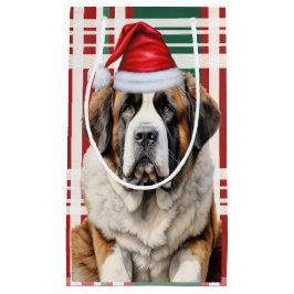 Saint Bernard Santa Dog Holiday Plaid Christmas Kleine Geschenktüte