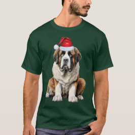 Saint Bernard Santa Dog Lover Funny Christmas T-Shirt