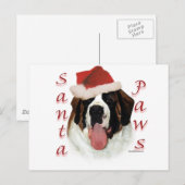 Saint Bernard Santa Paws Feiertagspostkarte (Vorne/Hinten)