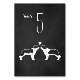 Saint Bernard Silhouetten Hochzeit Tischnummer