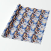 Saint Bernard Snowy Mountain Lodge Christmas Dog Geschenkpapier (Ungerollt)