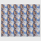 Saint Bernard Snowy Mountain Lodge Christmas Dog Geschenkpapier (Flach)