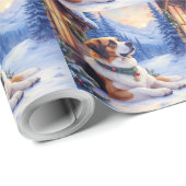 Saint Bernard Snowy Mountain Lodge Christmas Dog Geschenkpapier (Rolleneckpunkt)