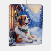 Saint Bernard Snowy Mountain Lodge Christmas Dog Keramikornament (Rechts)
