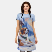 Saint Bernard Snowy Mountain Lodge Christmas Dog Schürze (Getragen)