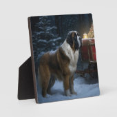 Saint Bernard Snowy Sleigh Weihnachtsdekor Fotoplatte (Vorderseite)
