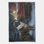 Saint Bernard Snowy Sleigh Weihnachtsdekor Geschirrtuch (Vertikal)