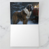 Saint Bernard Snowy Sleigh Weihnachtsdekor Karte (Innenseite)