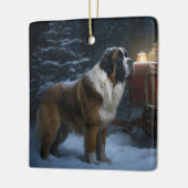 Saint Bernard Snowy Sleigh Weihnachtsdekor Keramikornament (Links)