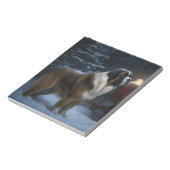 Saint Bernard Snowy Sleigh Weihnachtsdekor Notizblock (Rotiert)