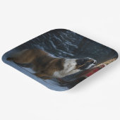Saint Bernard Snowy Sleigh Weihnachtsdekor Pappteller (Gewinkelt)