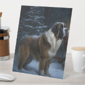 Saint Bernard Snowy Sleigh Weihnachtsdekor Sockelschild (In Situ)