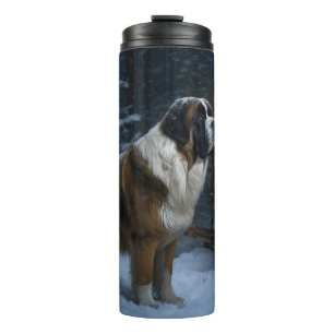 Saint Bernard Snowy Sleigh Weihnachtsdekor Thermosbecher